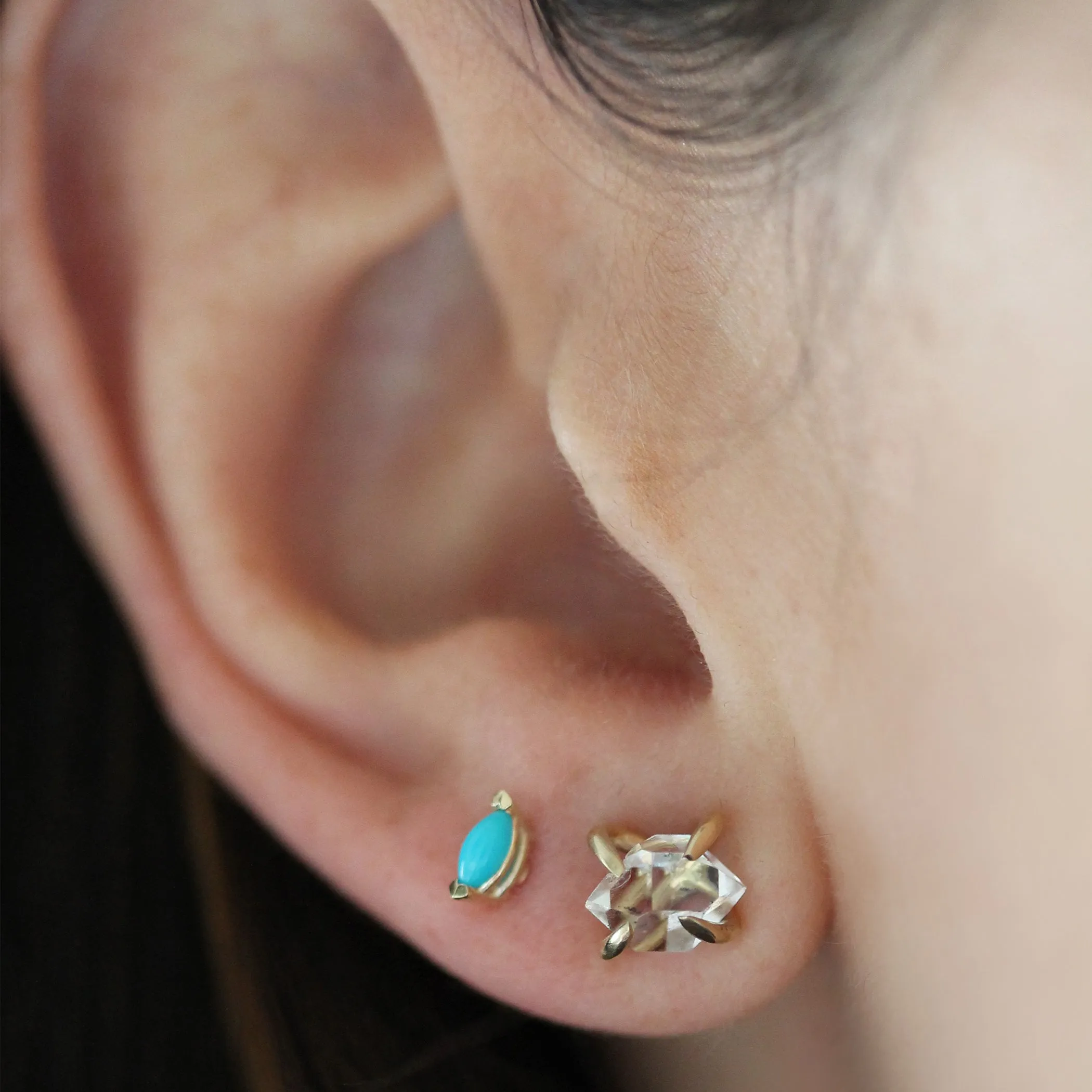 14K HERKIMER DIAMOND STUDS