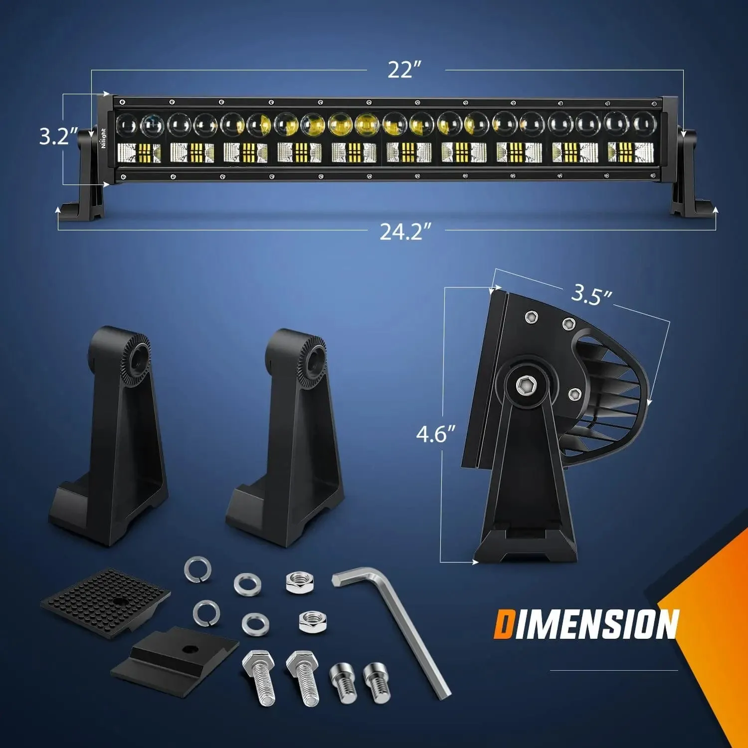 22 Inch 150W 15000LM Double Row 7D Lens Spot Flood LED Light Bar
