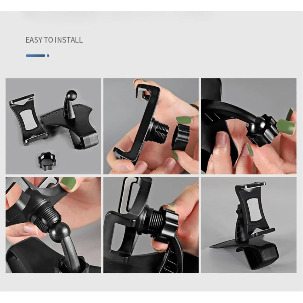 3 in 1 Car GPS Smartphone Holder: Dashboard / Visor Clamp   AC Grid Clip for Gionee Marathon M5 Pro - Black