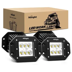4.8 Inch 18W Flush Mount Flood LED Work Lights (2 Pairs)