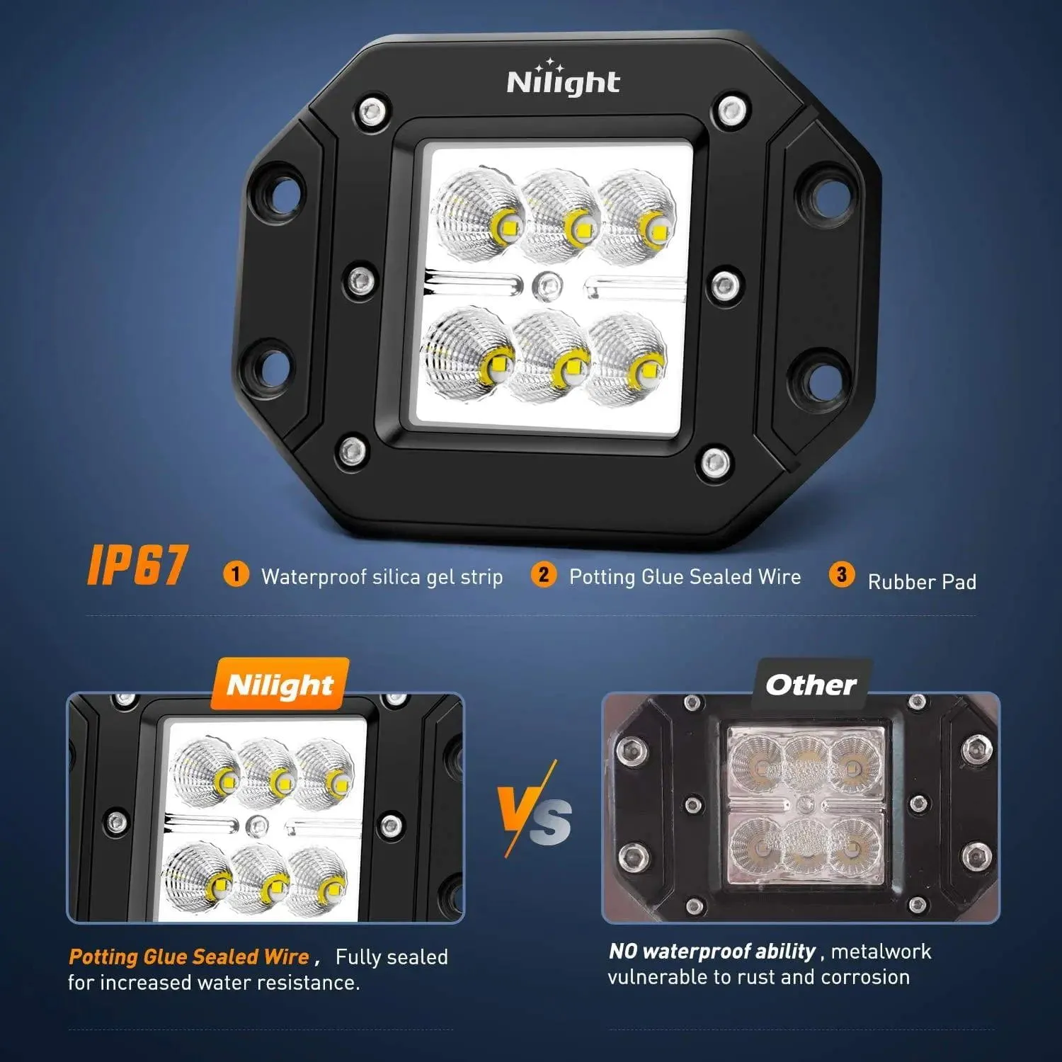 4.8 Inch 18W Flush Mount Flood Led Work Lights (Pair)