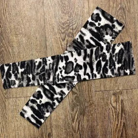 Compression Arm Sleeves in Black/White Leopard Print Spandex
