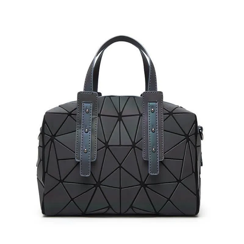 Geometric Purses Handbag Fashion Reflective Tote Bag with Crossbody Strap