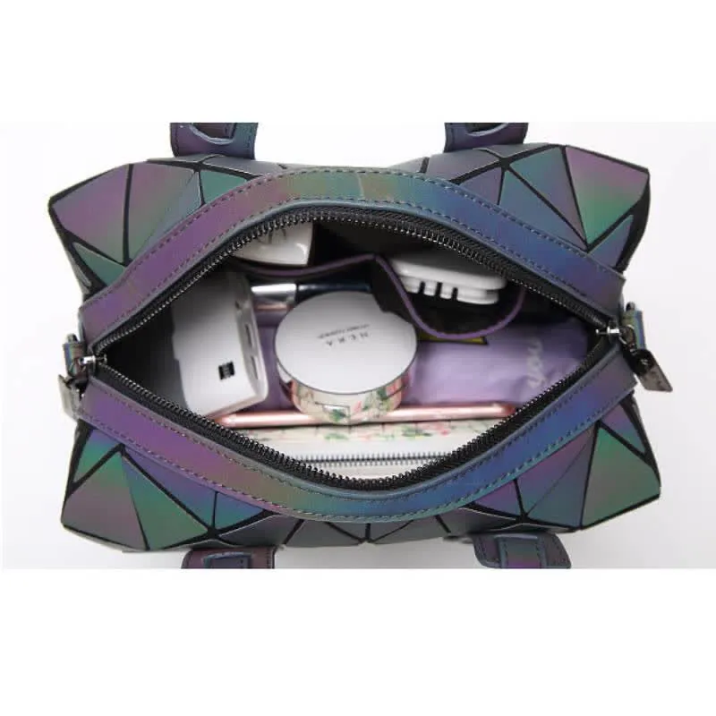 Geometric Purses Handbag Fashion Reflective Tote Bag with Crossbody Strap