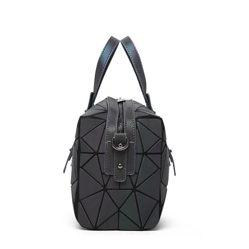 Geometric Purses Handbag Fashion Reflective Tote Bag with Crossbody Strap