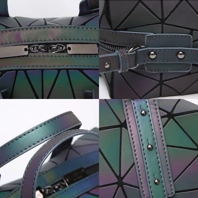Geometric Purses Handbag Fashion Reflective Tote Bag with Crossbody Strap