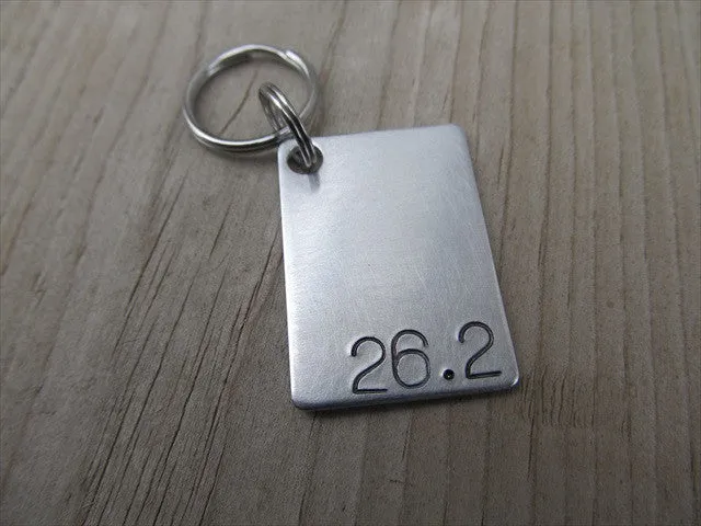 Marathon Keychain- "26.2" - Hand Stamped Metal Keychain