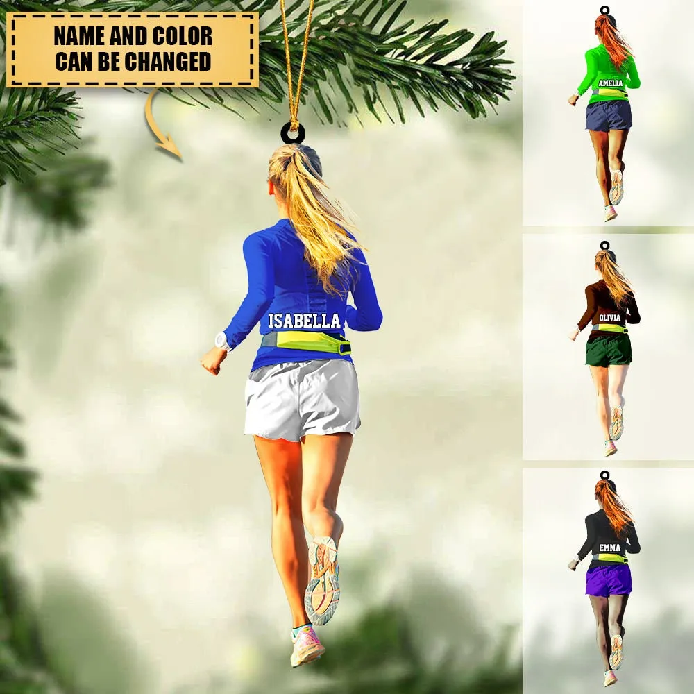 Personalized Female Runner Ornament, Custom Marathon Ornament, Running Christmas Ornament, Gift For Runner, Marathon Christmas Ornament ORH1710N