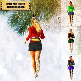 Personalized Female Runner Ornament, Custom Marathon Ornament, Running Christmas Ornament, Gift For Runner, Marathon Christmas Ornament ORH1710N
