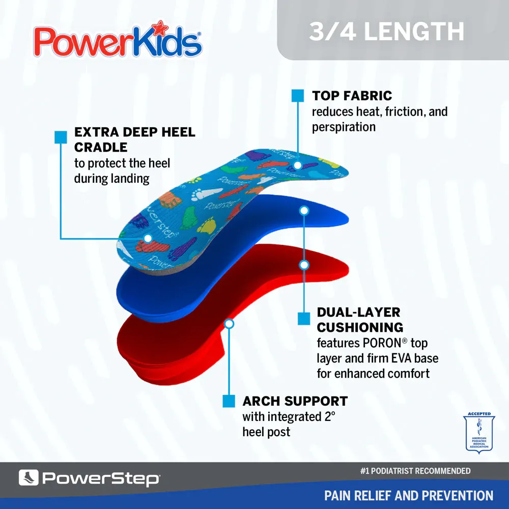Powerstep Powerkids 3/4 Insoles | One Pair