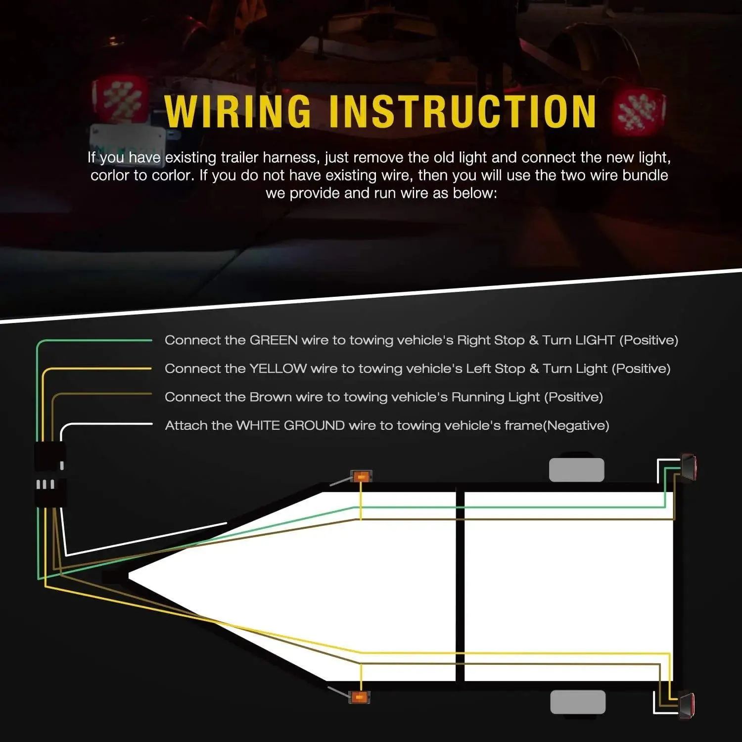 Submersible Square LED Trailer Light Kit (Pair)