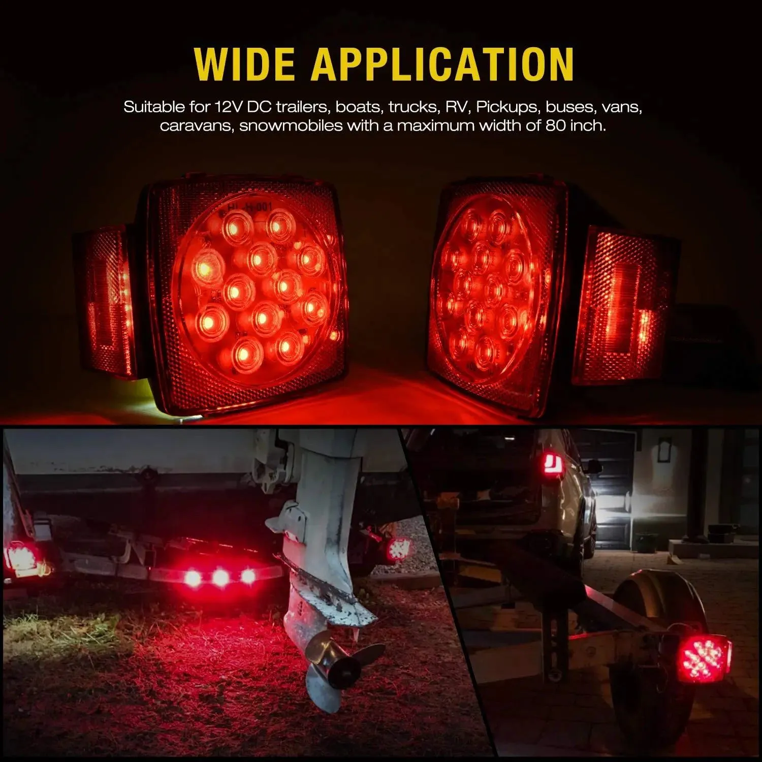 Submersible Square LED Trailer Light Kit (Pair)