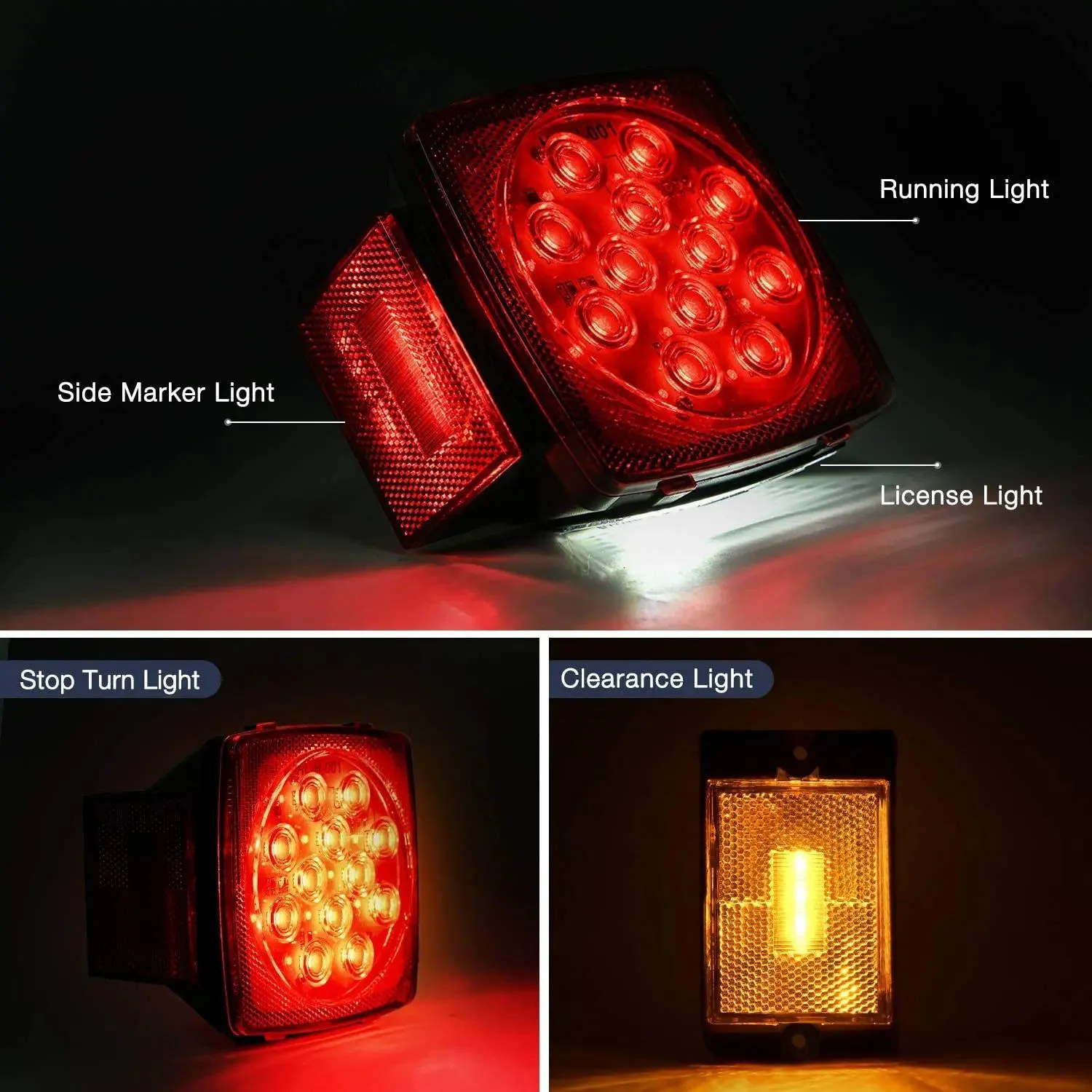 Submersible Square LED Trailer Light Kit (Pair)