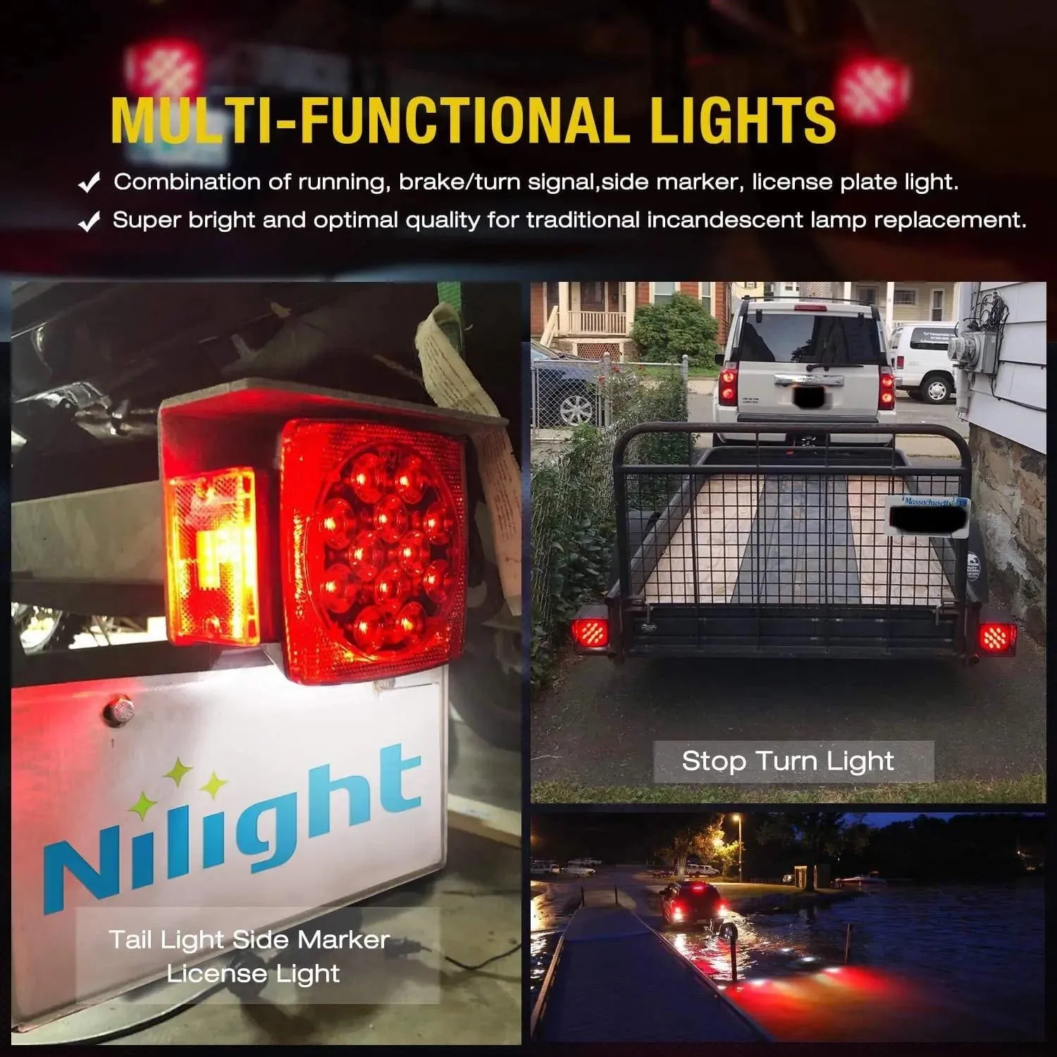 Submersible Square LED Trailer Light Kit (Pair)